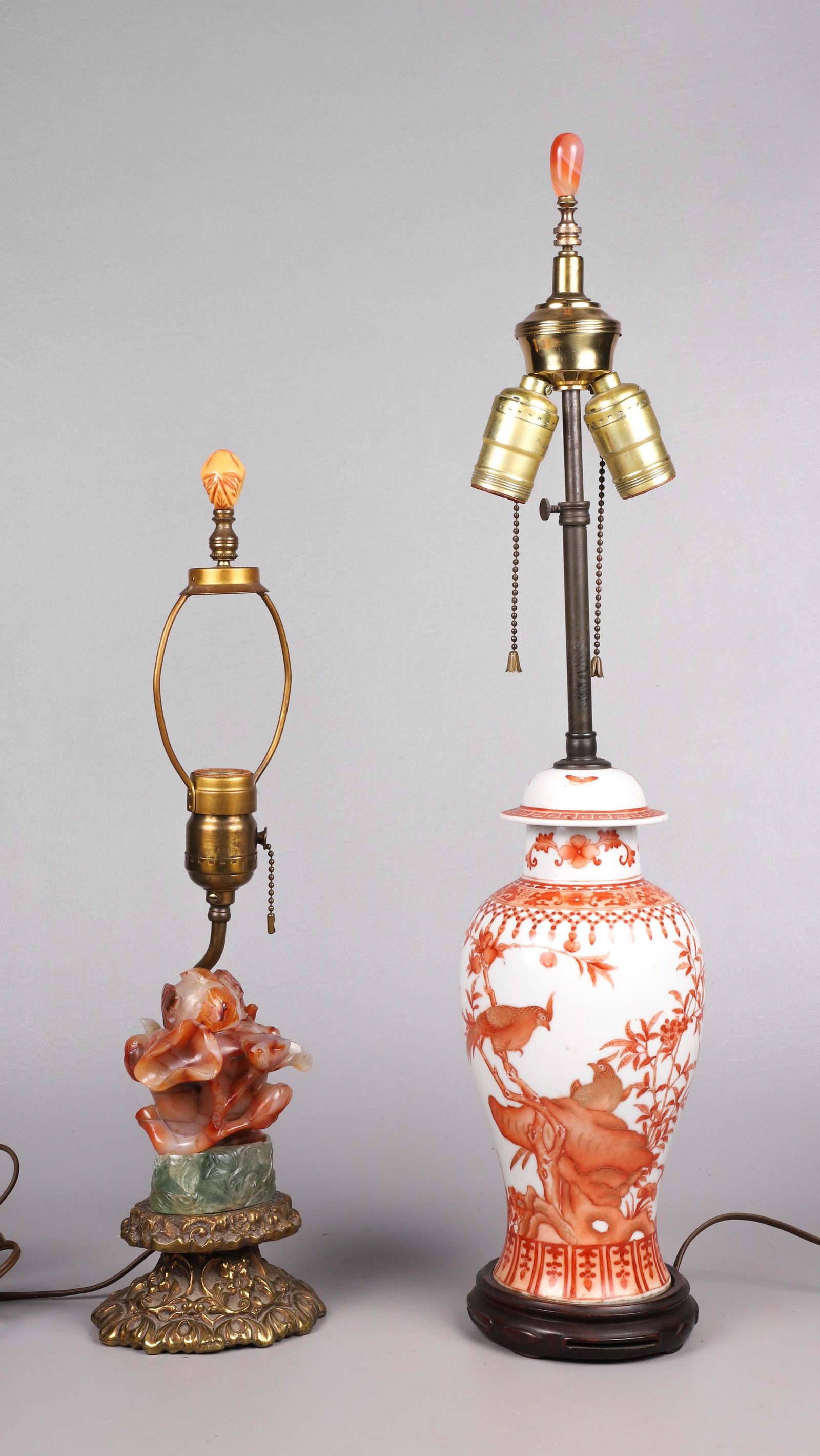 Chinese Carved Hardstone Jar Lamp (1 of 2)