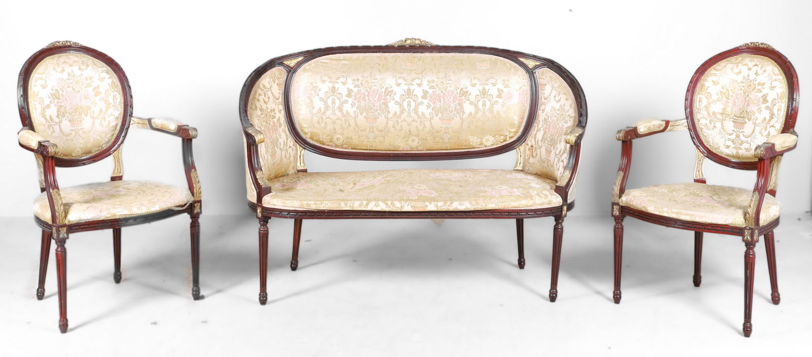 (3) pc Louis XVI style carved parlor set (1 of 4)