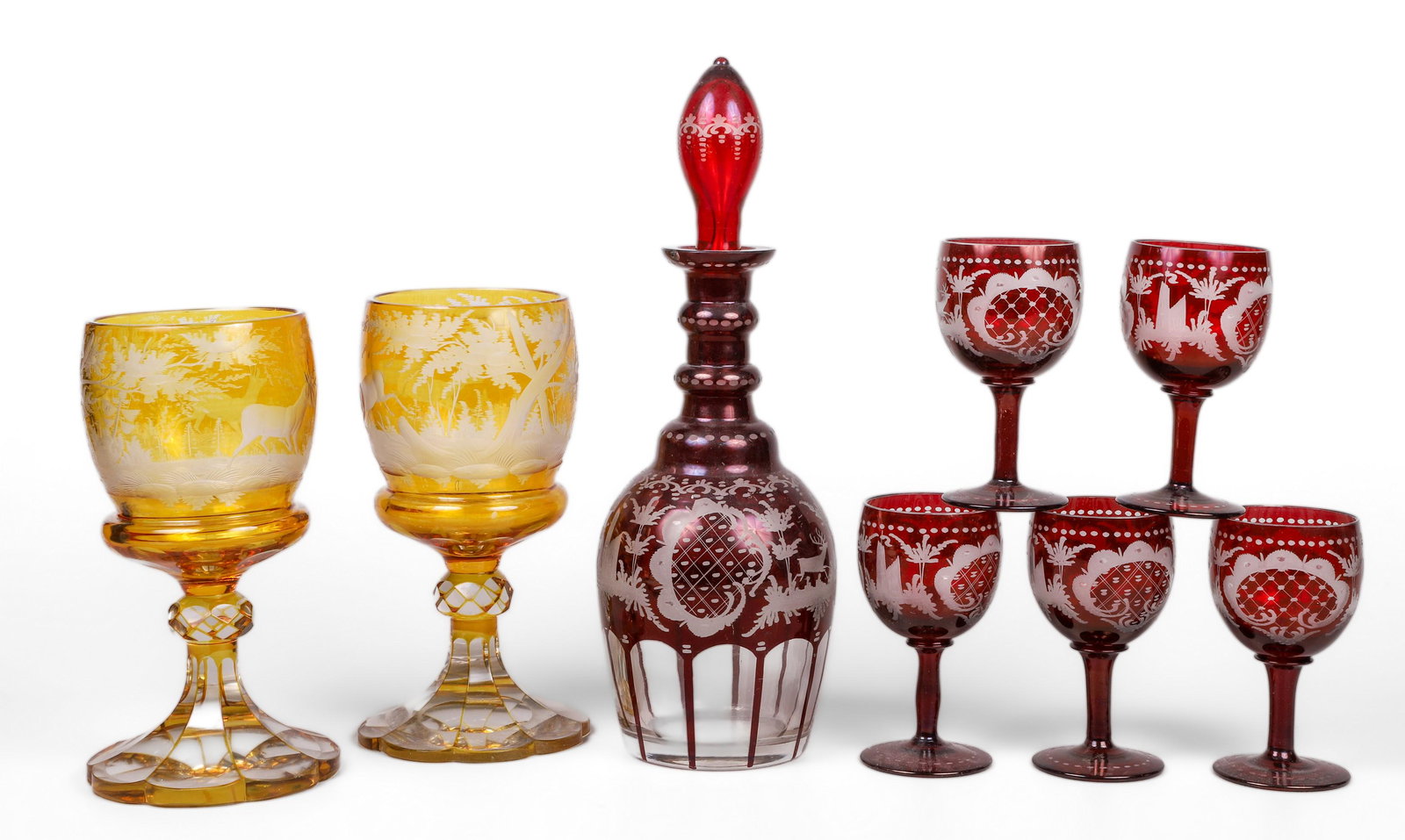 Bohemia Glass Decanter Set and Chalice Pair (1 of 2)