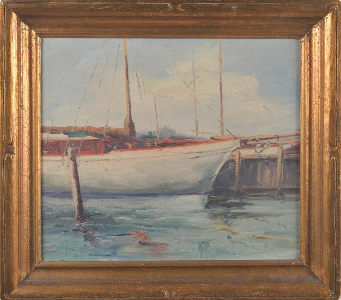 American Impressionist Harbor Scene Painting (1 of 4)