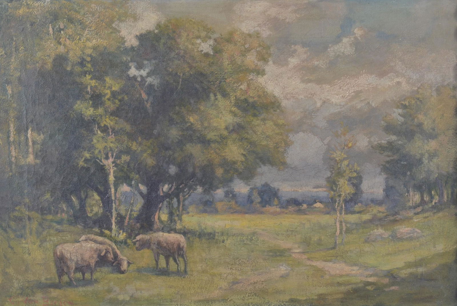 19th C Pastoral Landscape Painting with Sheep (1 of 6)