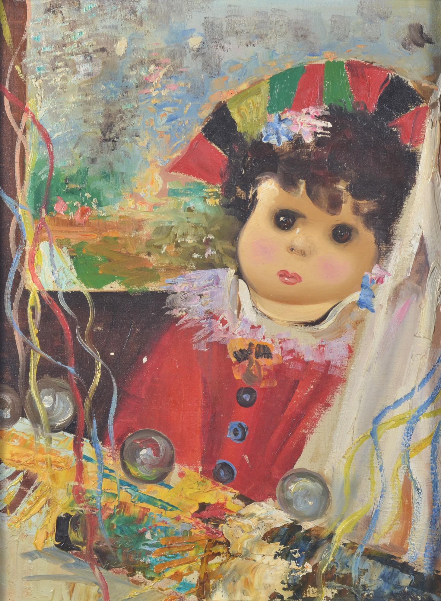 Big Eyes Painting of a Little Girl: Big Eyes painting of a little girl, oil on canvas, unsigned, 16" x 12", framed 21-1/4" x 17-1/4", very good condition