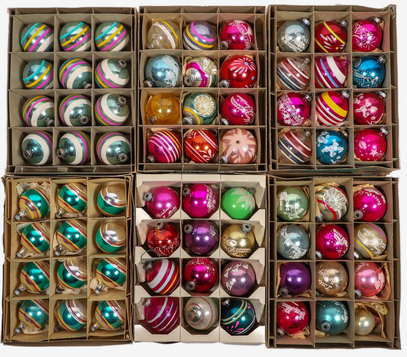 (50)+ Vintage Christmas Ornaments: (50)+ Vintage Christmas ornaments, striped, scenic and more