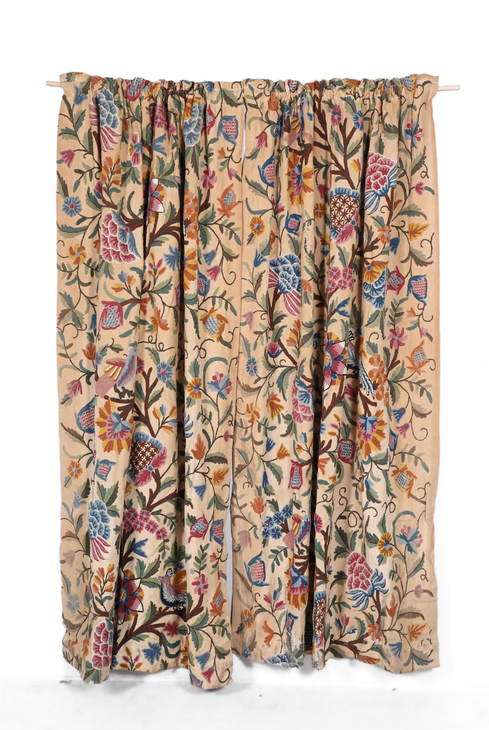 (7) Crewelwork Drapery Panels (1 of 8)