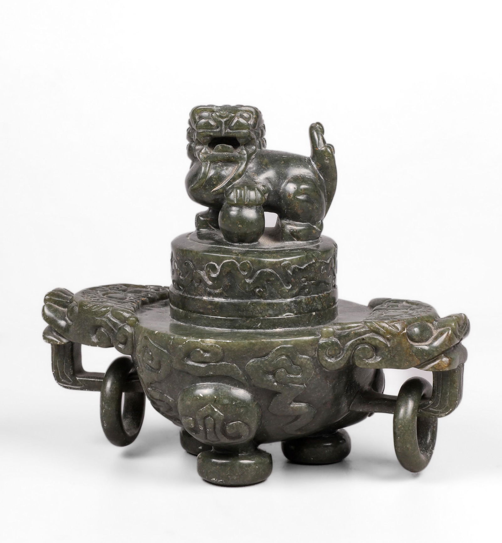 Chinese Carved Green Stone Urn (1 of 4)