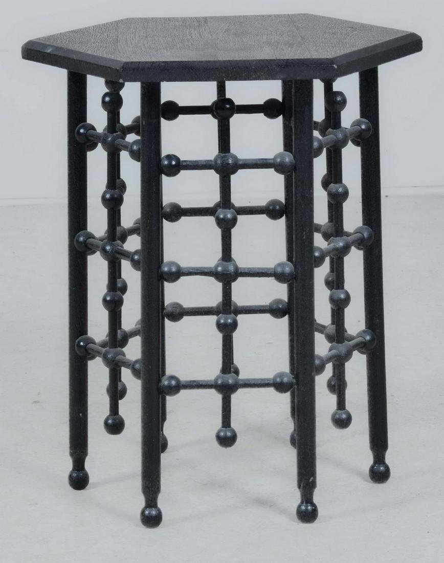 Ebonized stick and ball octagonal side table (1 of 5)