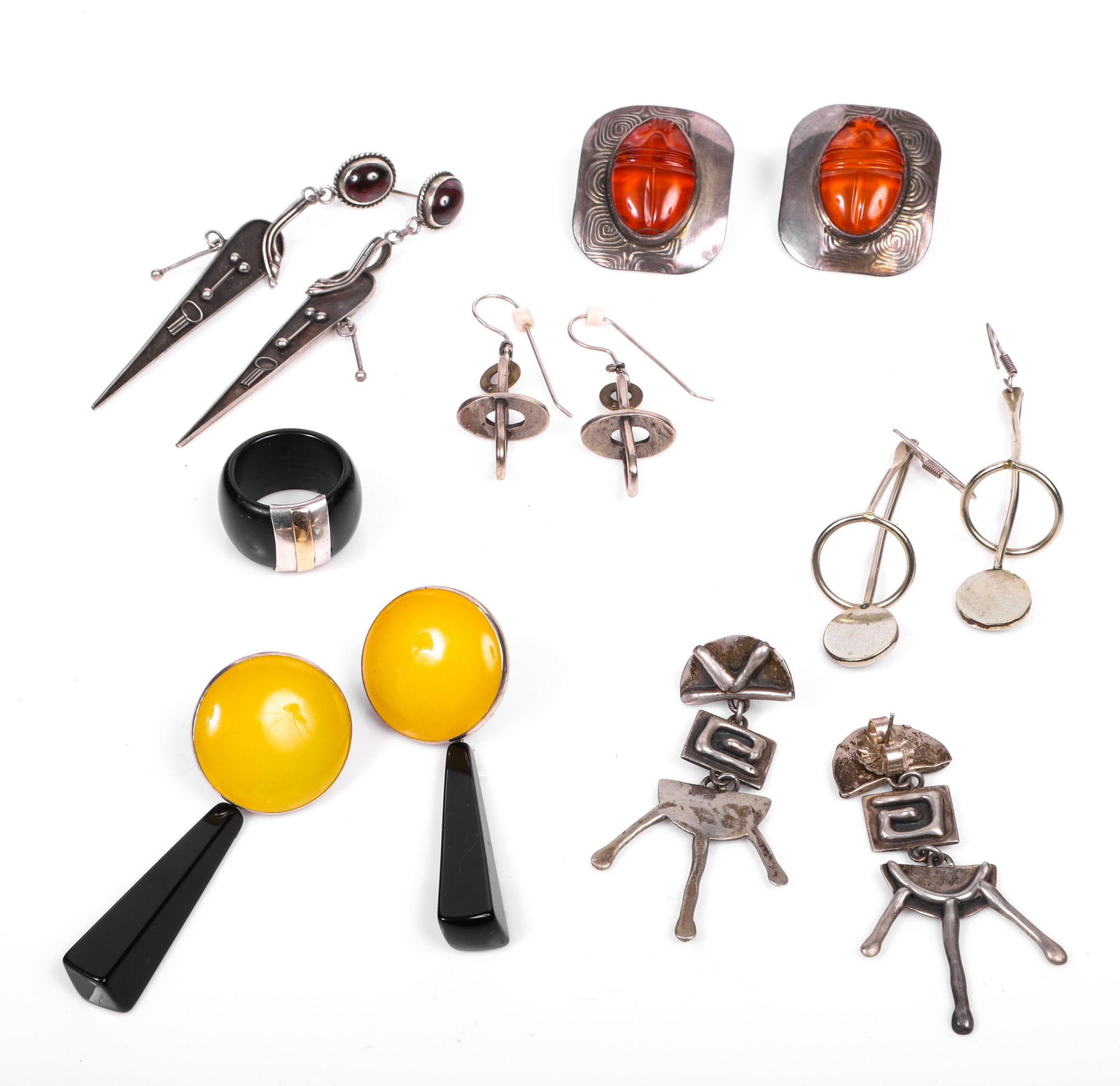 (7) Pairs Modernist Earrings and Ring (1 of 4)