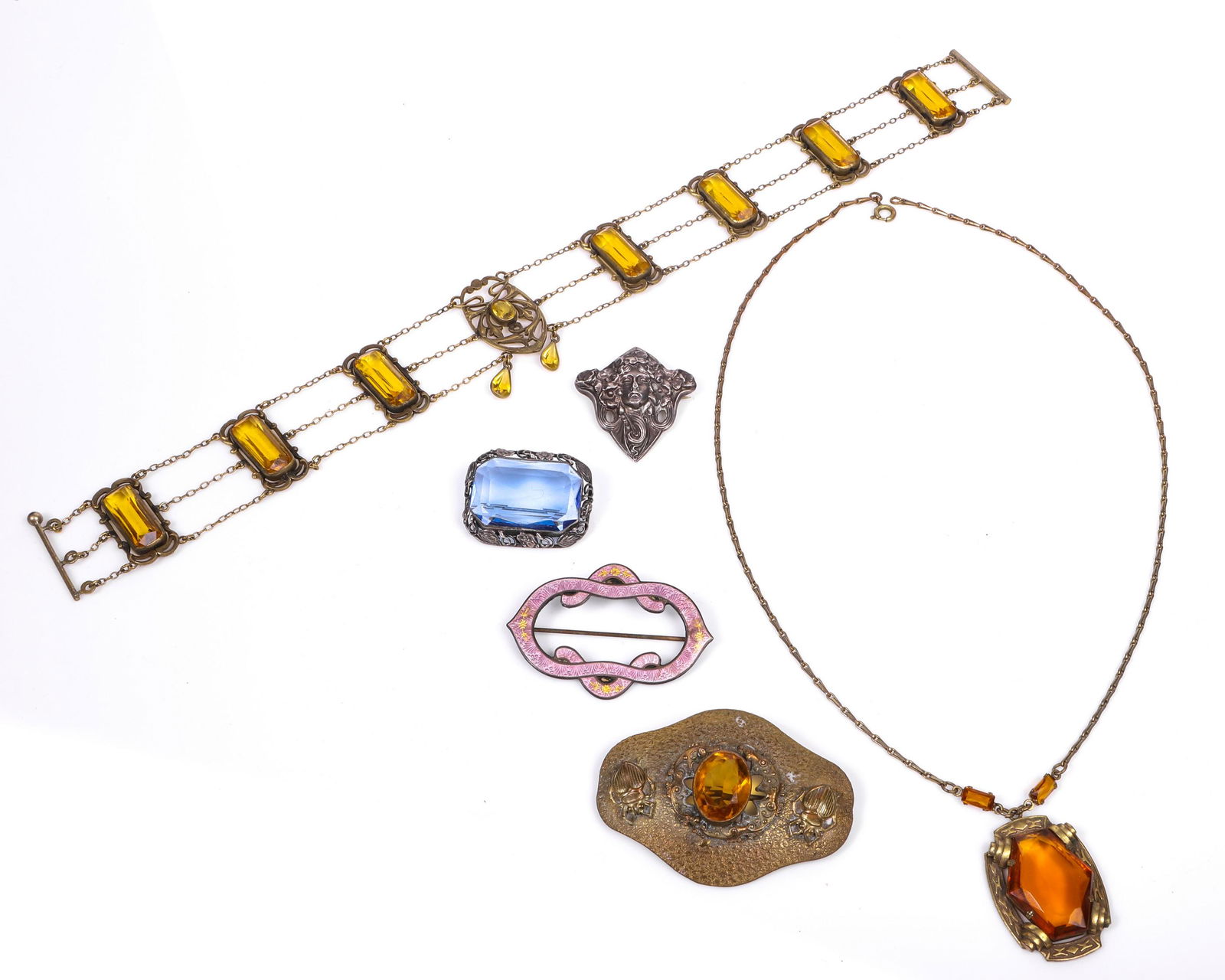 (6) Art Nouveau Pins and Necklaces (1 of 4)