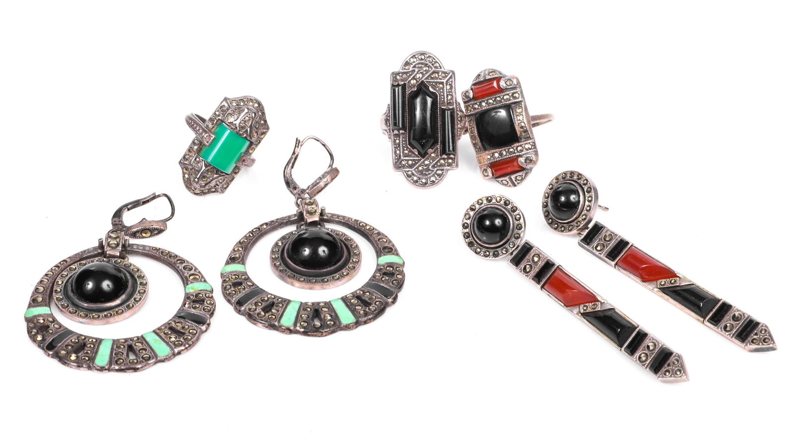 (5) Sterling and Marcasite Earrings and Rings (1 of 4)