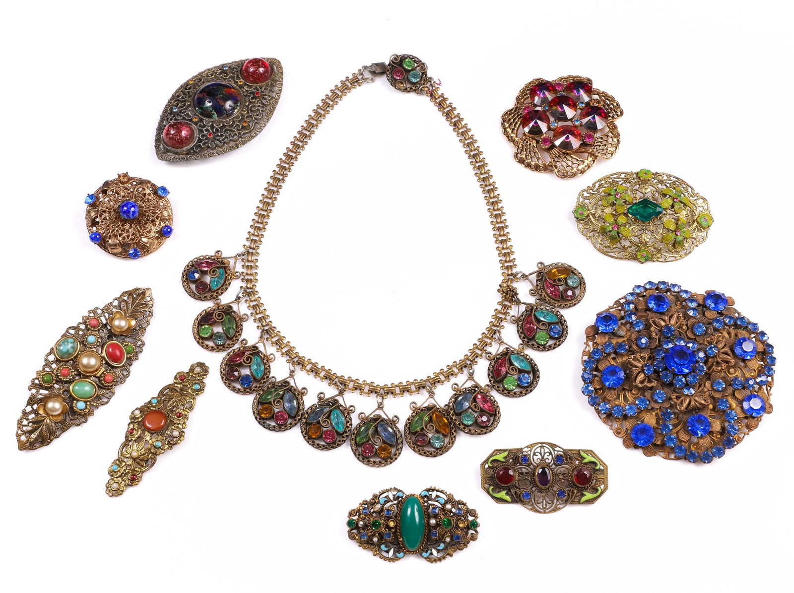 Gilt Brass Nouveau and Style Jewelry Group (1 of 4)