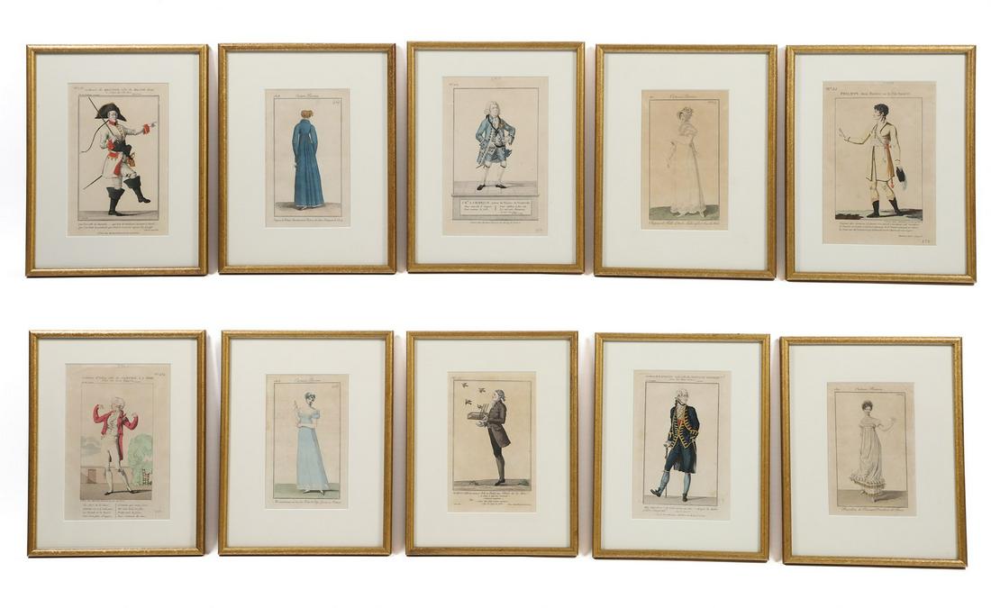 (10) Hand Colored French Costume Engravings (1 of 5)