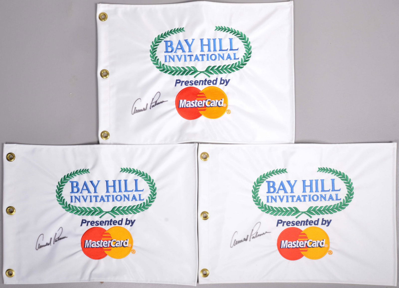 (3) Arnold Palmer Signed Golf Pin Flags Feb 22, 2022 William Bunch