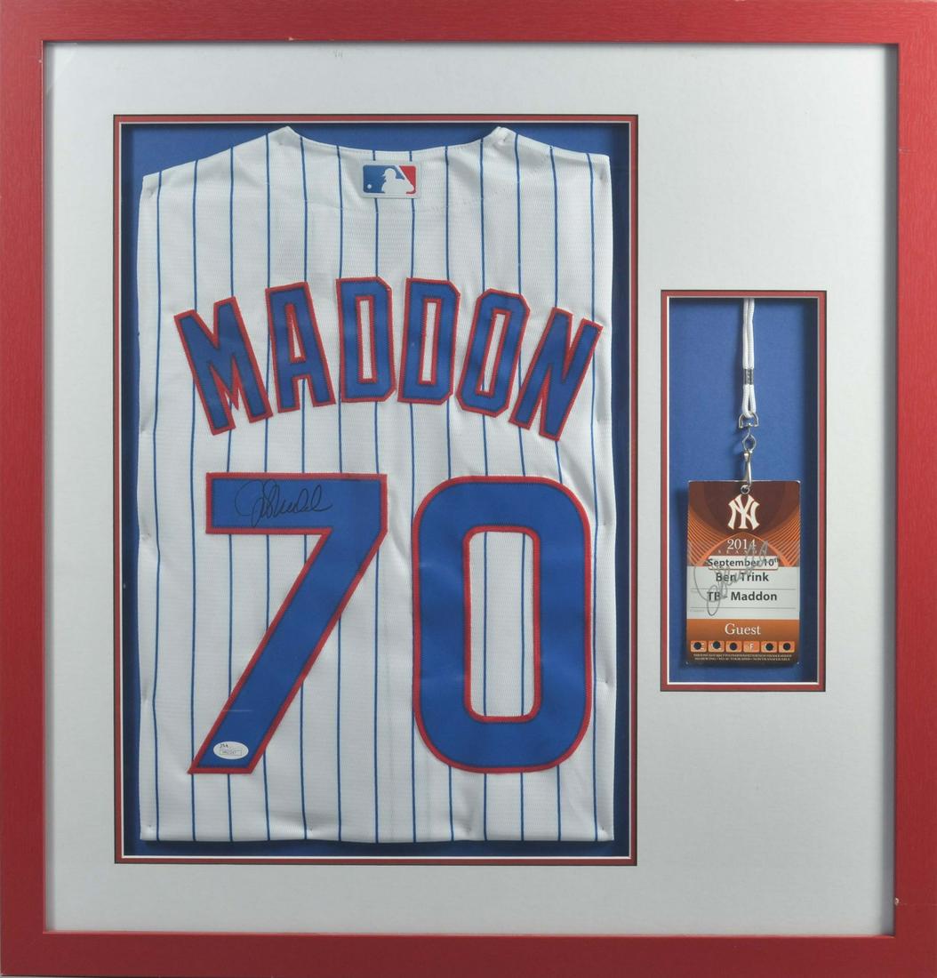 Joe Maddon Signed Cubs Jersey & Guest Badge (1 of 5)