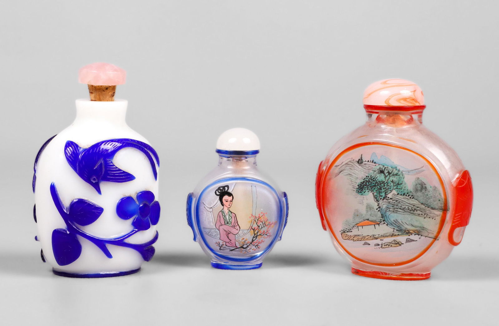 (3) Chinese Peking Glass Snuff Bottles (1 of 3)