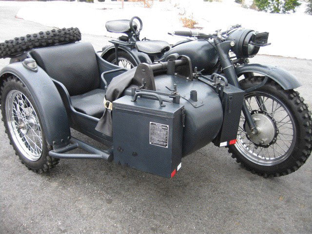 1944 M-72 Soviet wartime military motorcycle with s: 1944 M-72 Soviet wartime military motorcycle with side car, Meticulously preserved - fully functional and registered in Delaware, USA , Original Russian paperwork included, 746 ccm boxer engine 24 HP,