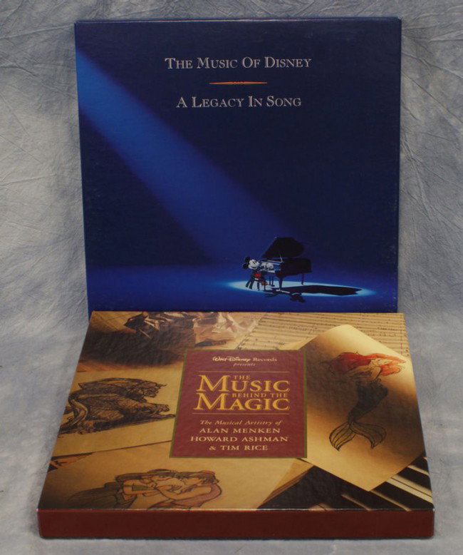 2 Disney music cassette sets, The music behind the: 2 Disney music cassette sets, The music behind the magic, the musical artistry of Allen Menken and Howard Ashman and Tim Rice, and the music of Disney a legacy in song