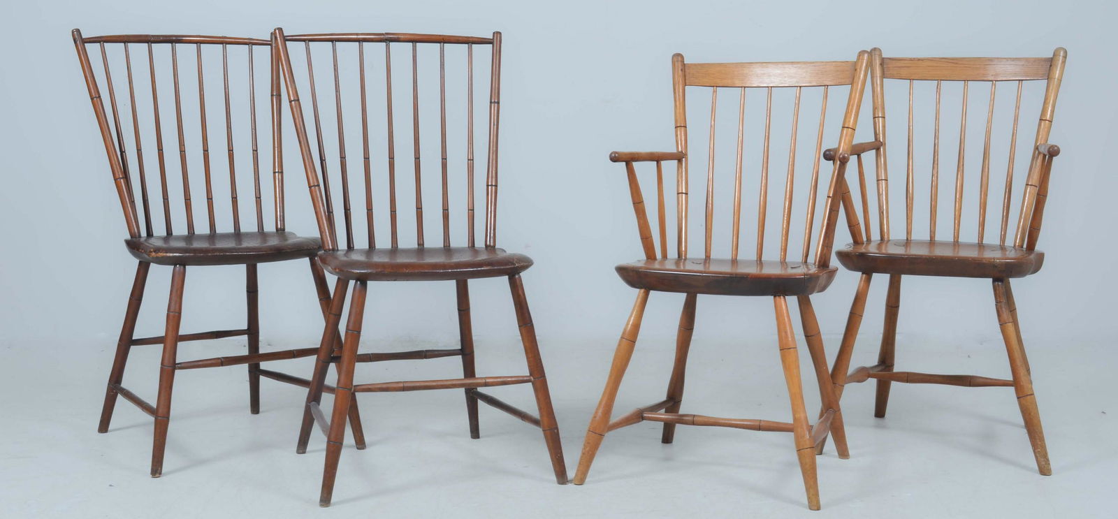 Assembled set of 4 bamboo turned Windsor chairs (1 of 2)