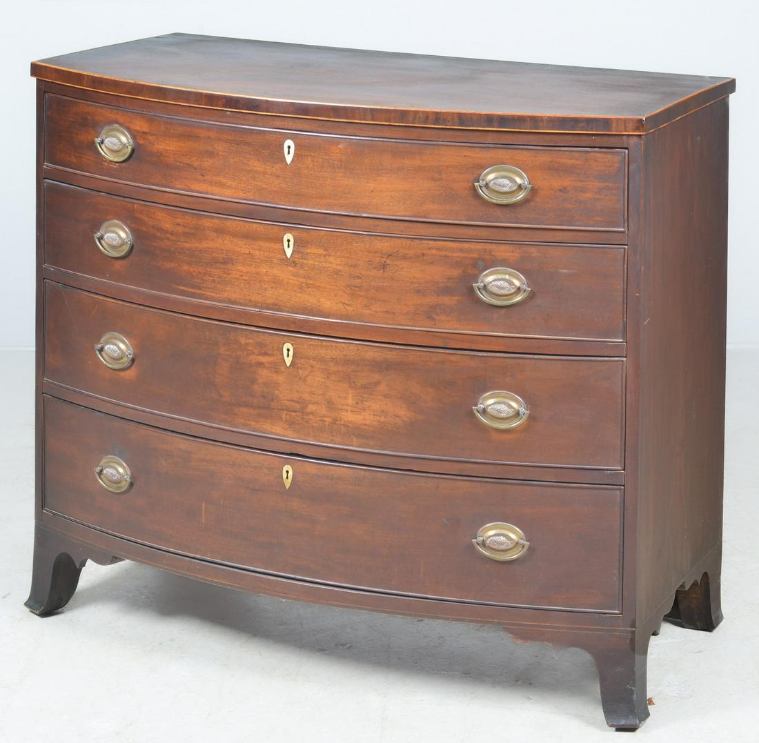 Mahogany Hepplewhite Bowfront Bureau, c 1790 (1 of 10)