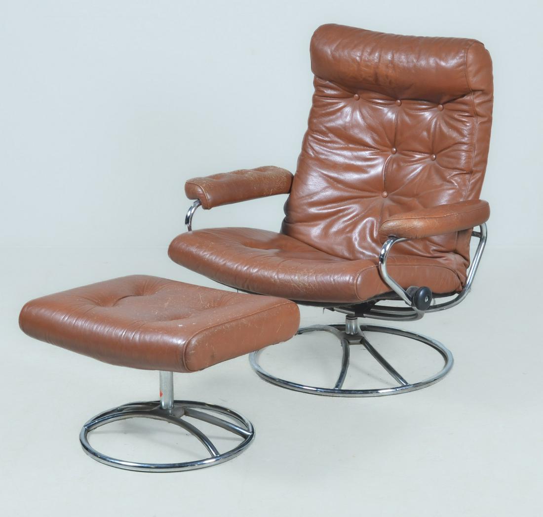 Modern Design leather lounge chair and ottoman (1 of 7)