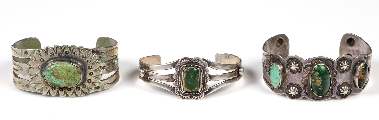 (3) Fred Harvey Style Silver and Turquoise Cuffs (1 of 10)