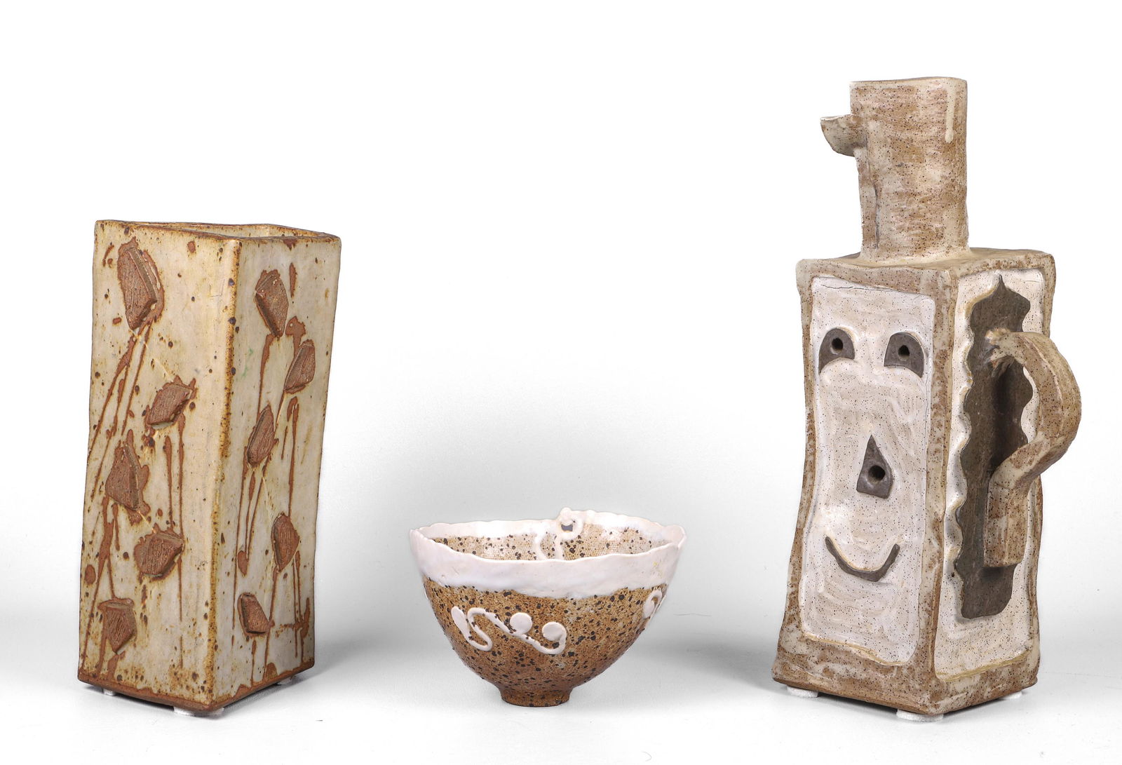(3) Modernist Stoneware Vessels (1 of 6)