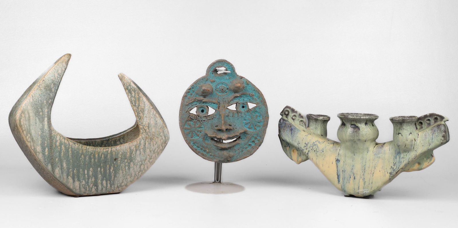 (3) Studio Pottery Vessels and Mask (1 of 4)