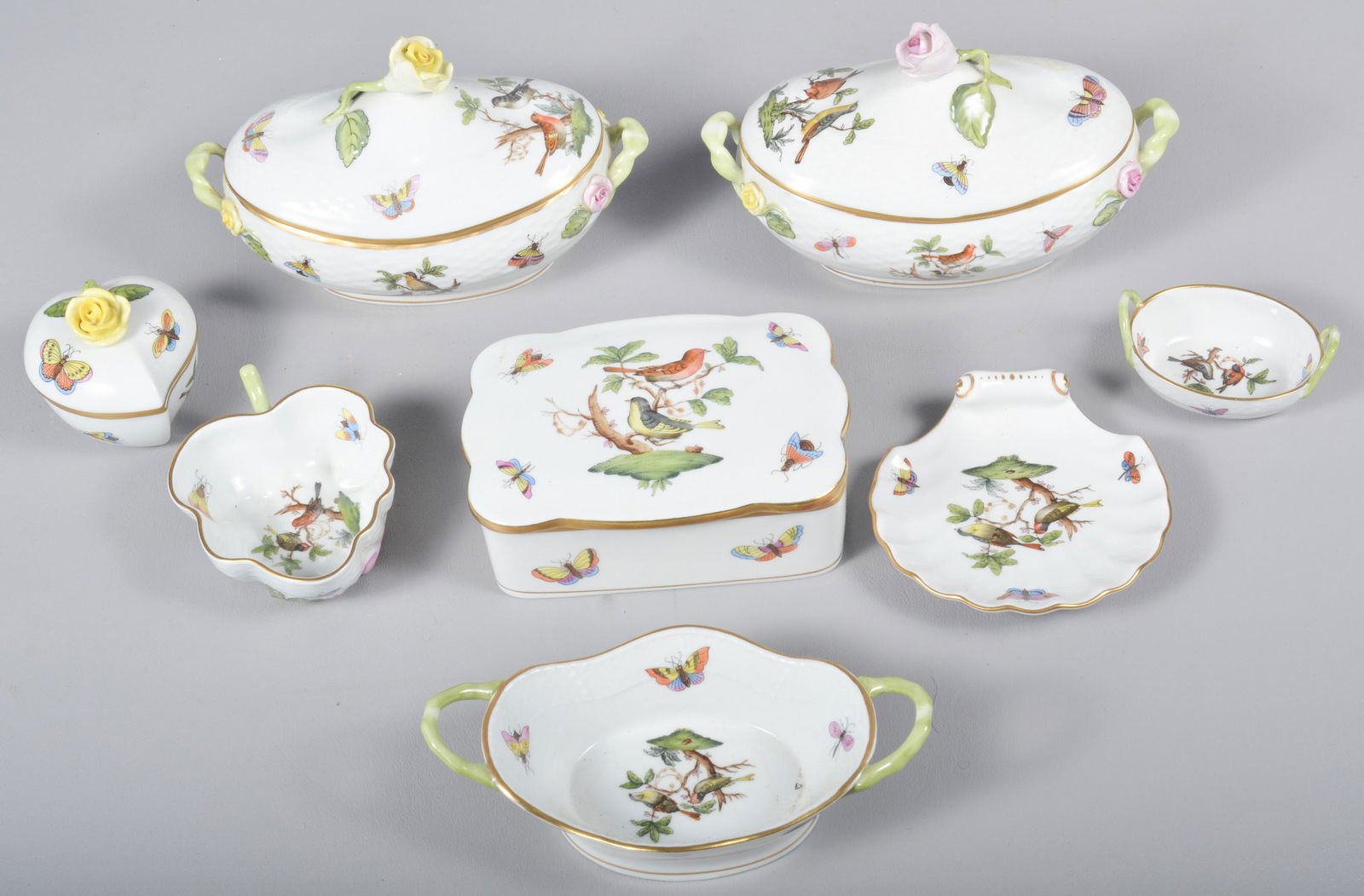 (8) Herend Rothschild Bird Table Items (1 of 5)