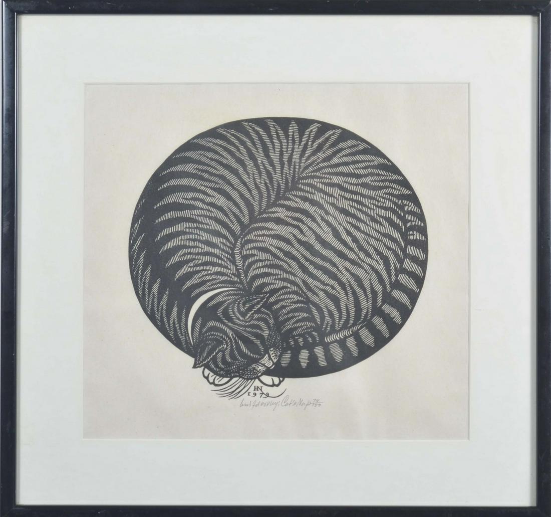 Jacques Hnizdovsky Woodcut "Cat Nap" (1 of 3)