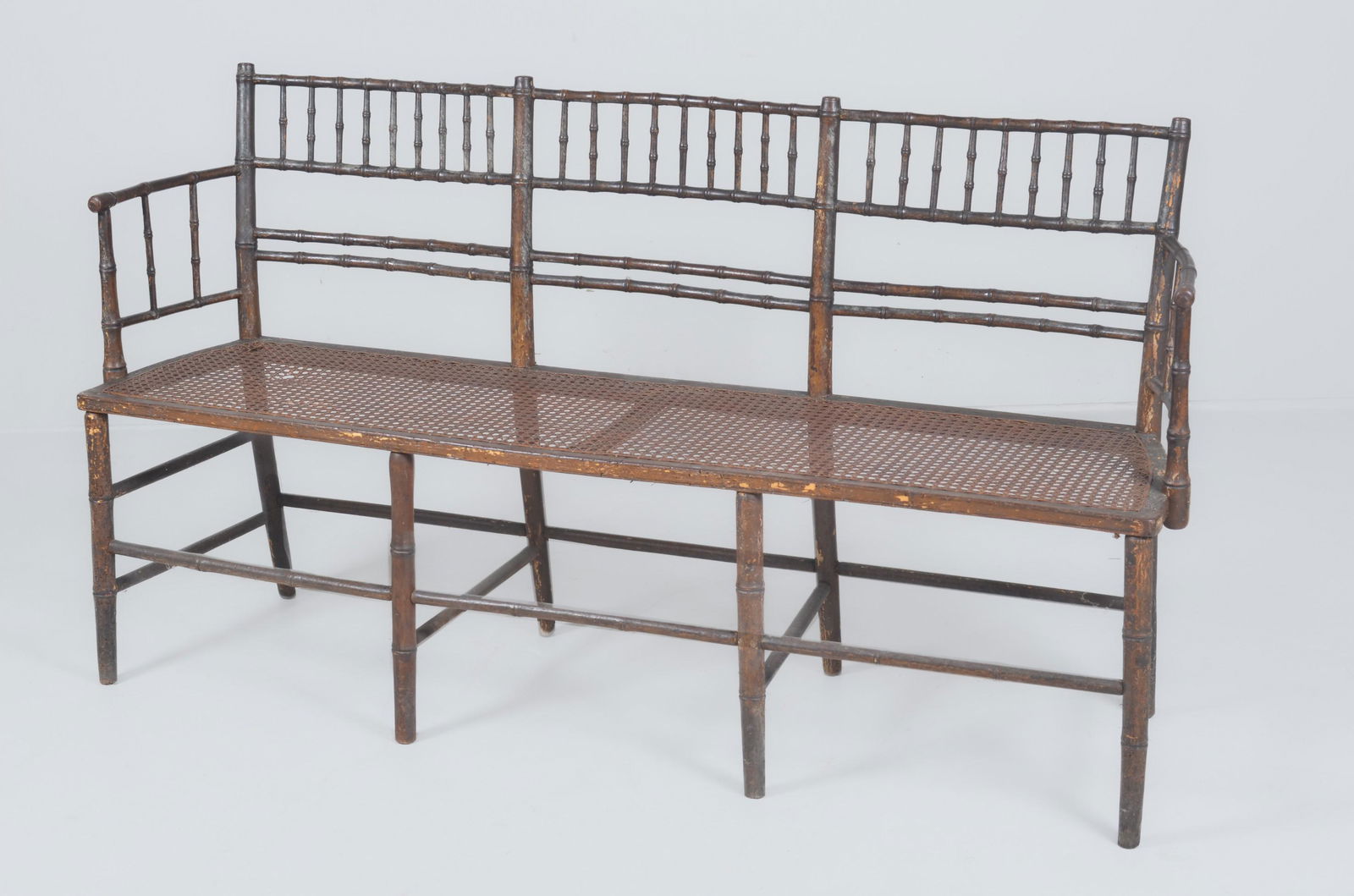 Bamboo Turned Sheraton Spindle Back  Bench (1 of 5)