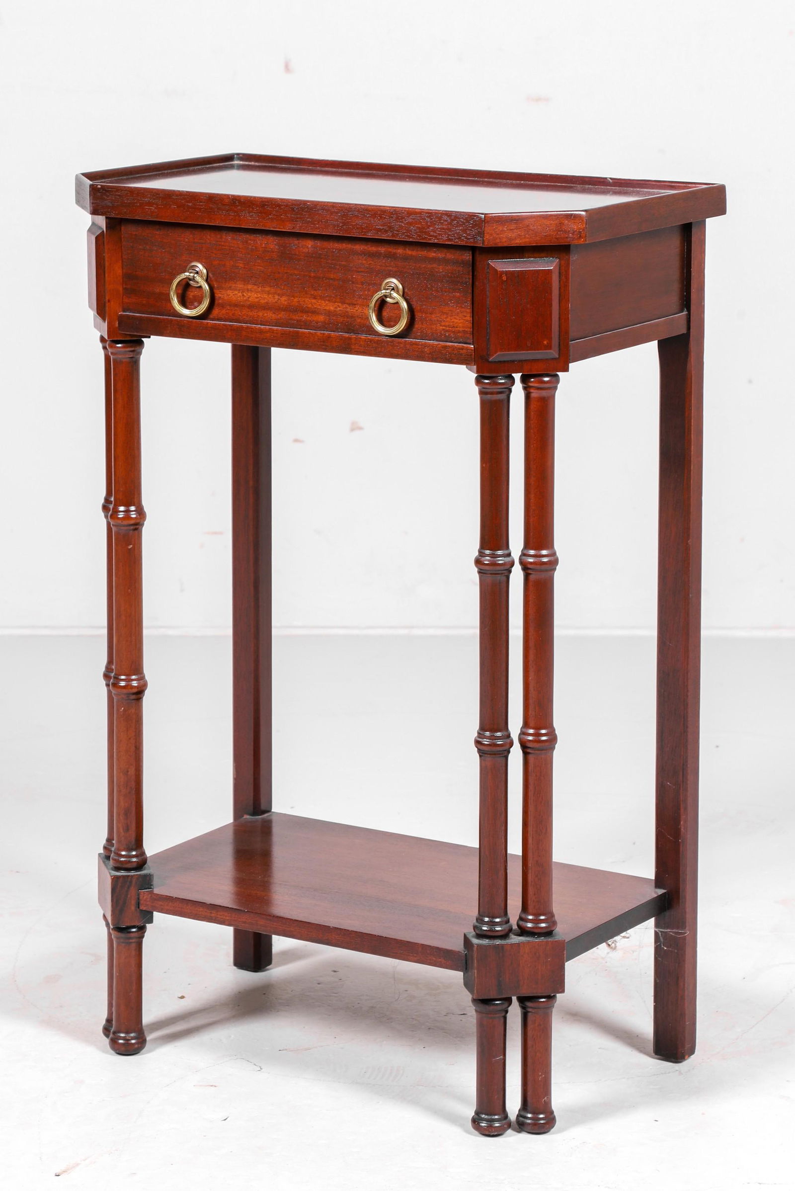 Mahogany bamboo form one drawer side table (1 of 3)