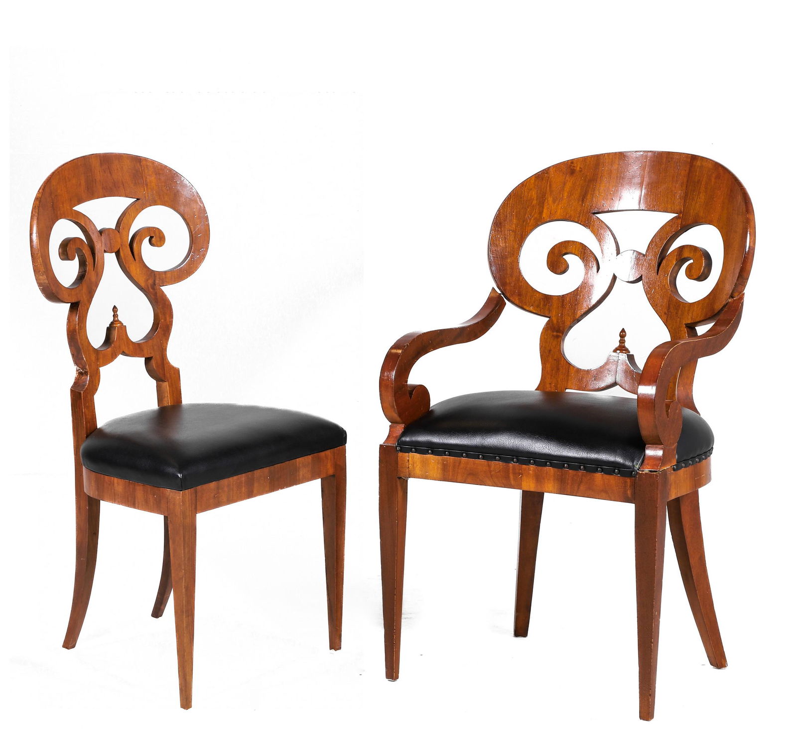 (2) Biedermeier style carved chairs (1 of 4)