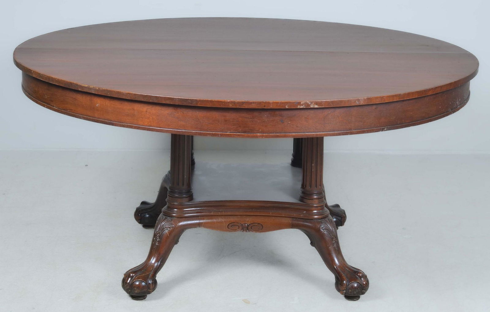 Chippendale style mahogany pedestal dining table (1 of 5)