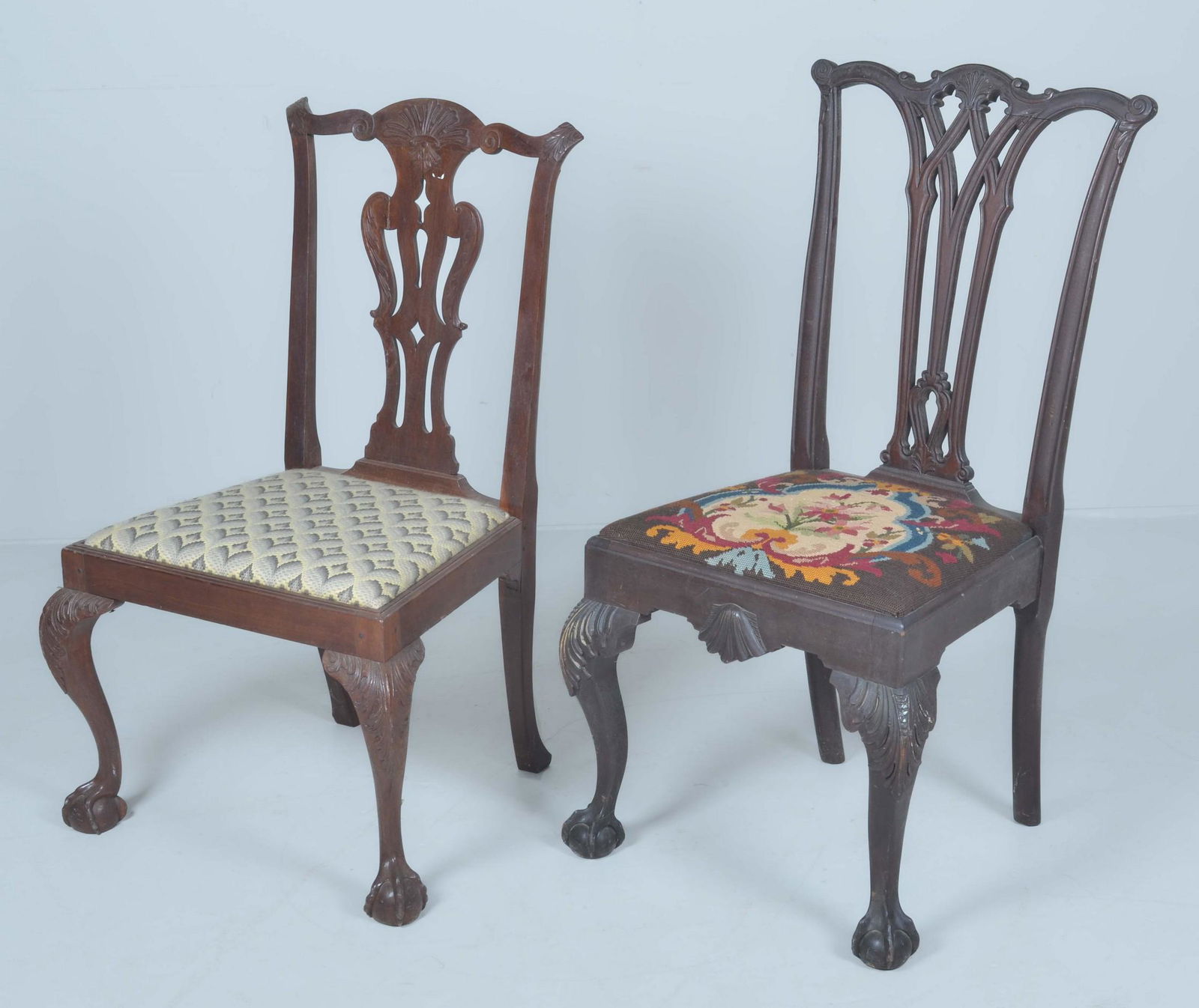 (2) Chippendale style carved mahogany side chairs (1 of 12)