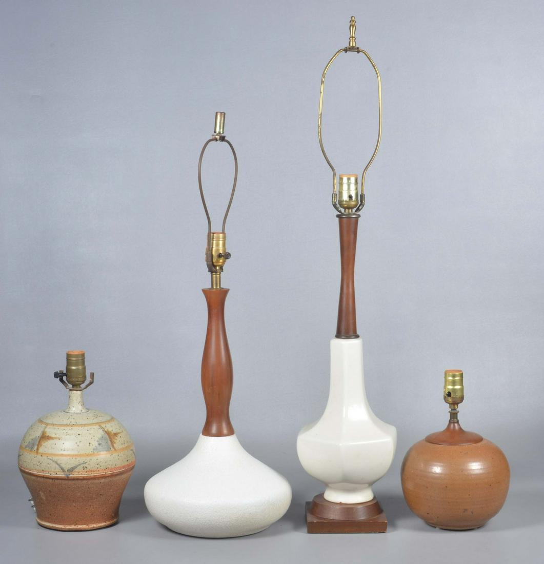 (4) Mid-Century and Art Pottery Table Lamps (1 of 6)