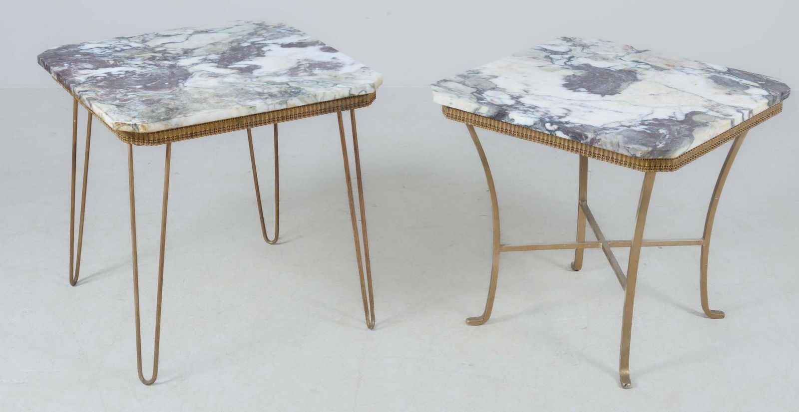 (2) Modern Design marbletop and gilt metal side tables (1 of 5)