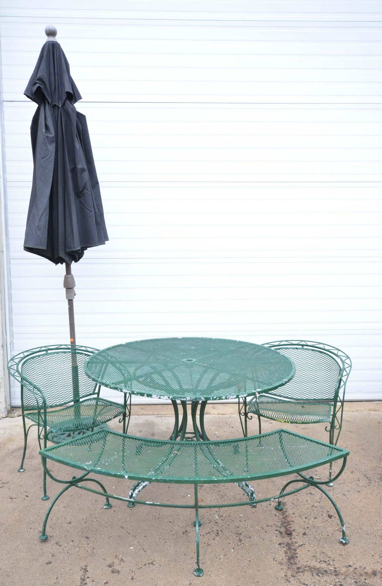 (5) Pc Woodard style green painted dining set (1 of 6)