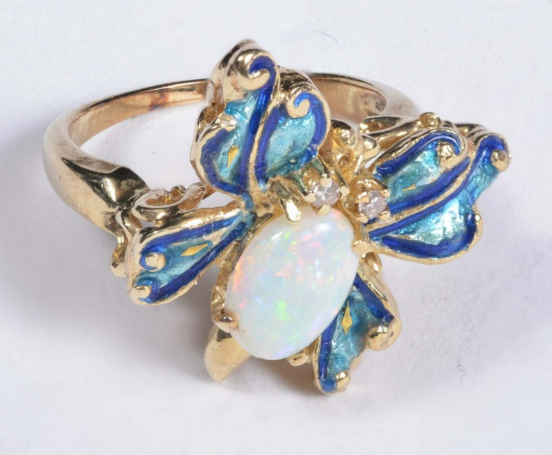 14K YG Butterfly Ring with Opal (1 of 1)