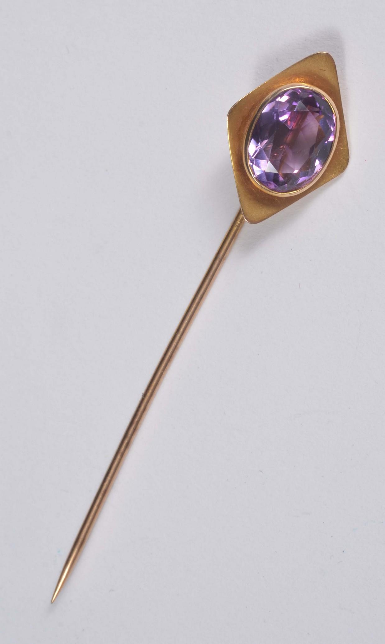 14K YG Amethyst Stick Pin (1 of 2)