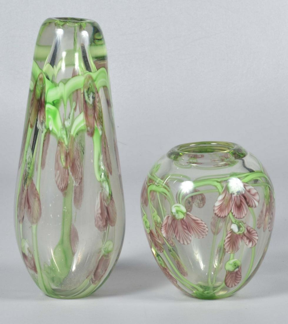 Daniel Salazar Floral Art Glass Vase Pair (1 of 3)