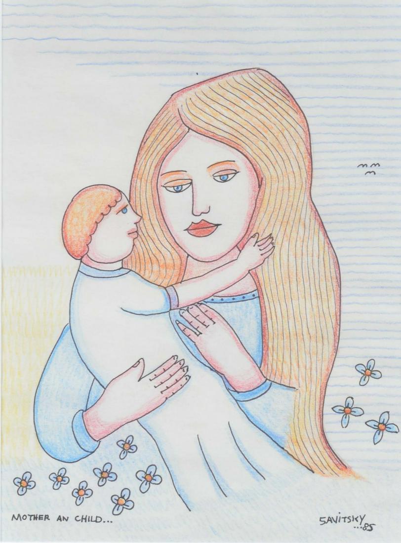 Jack Savitsky Drawing "Mother and Child" (1 of 4)