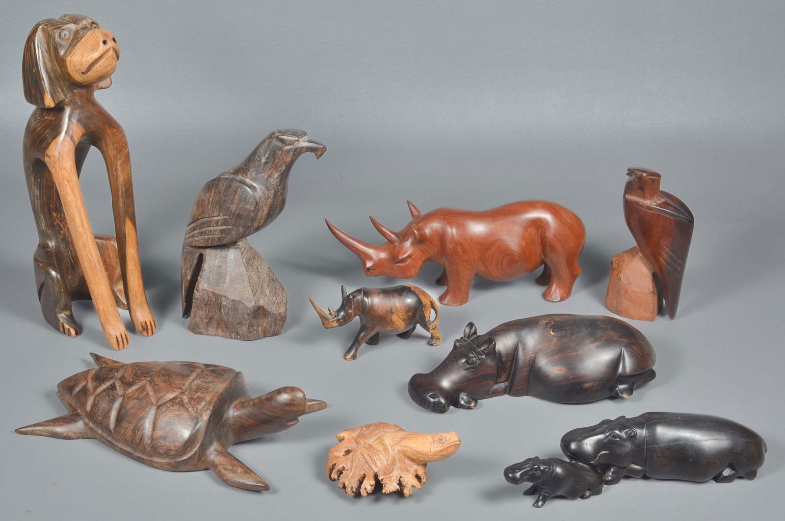 (9) Wooden Hand Carved Animal Figures (1 of 11)
