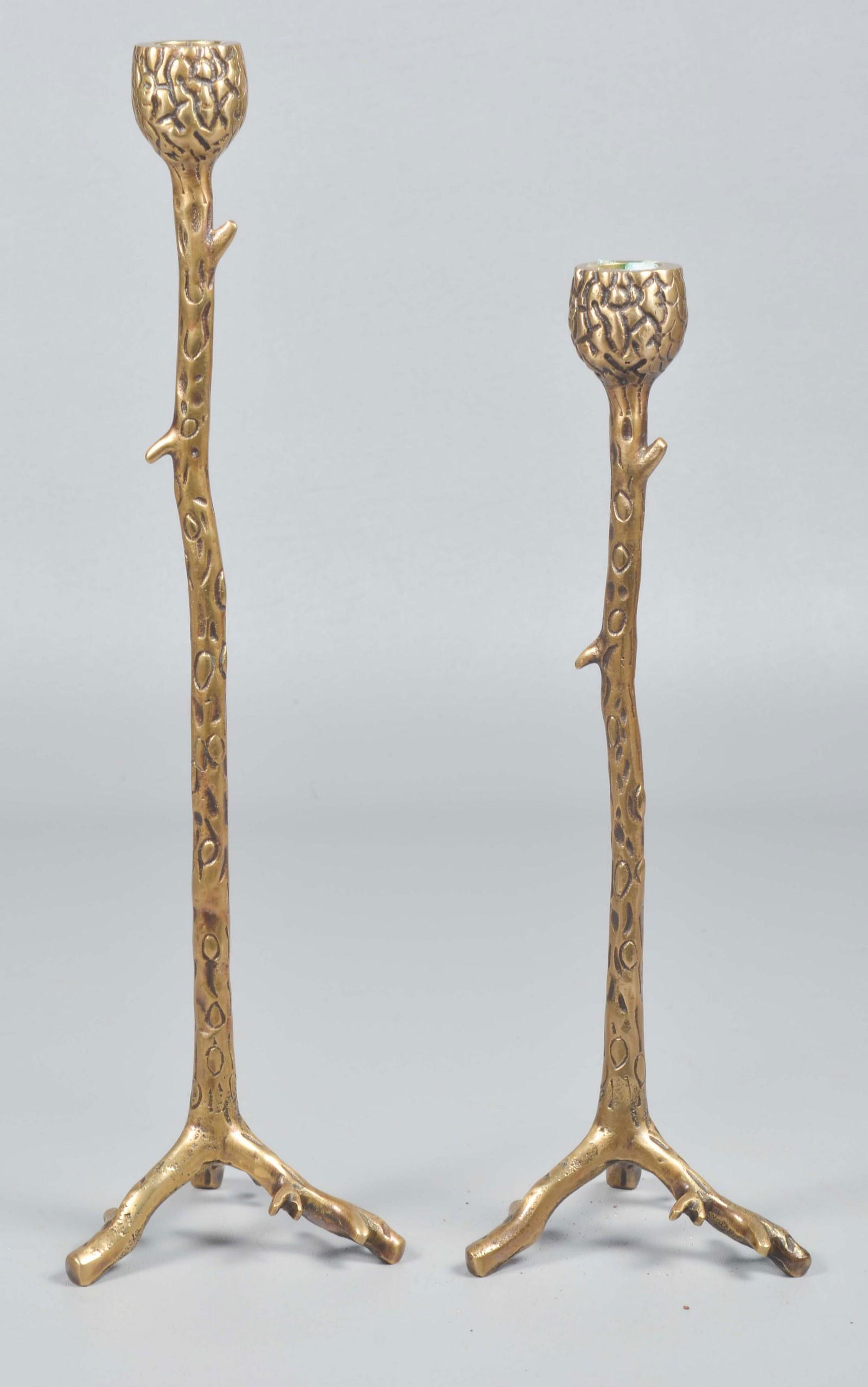 Bronze Textured Stick Form Candlesticks (1 of 3)