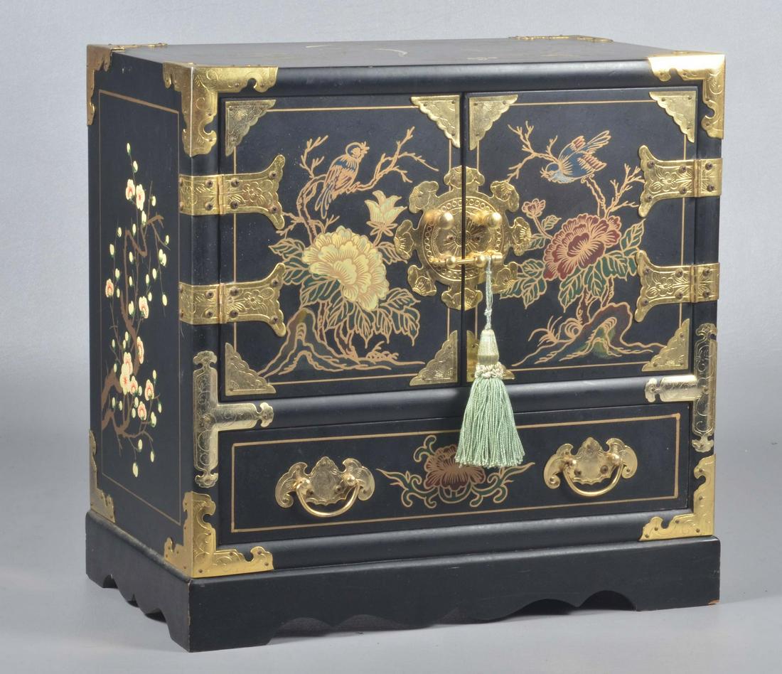 Black Painted Chinoiserie Jewelry Cabinet (1 of 4)