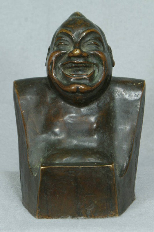 Enrico Caruso, Italian, 1873-1921, bronze sculptur: Enrico Caruso, Italian, 1873-1921, bronze sculpture, "Laughing Buddha", , a self portrait understood to have been done as a gift to Arturo Toscanini, 6" high, 3 5/8" w, 3 5/8" deep, Good condition, wi