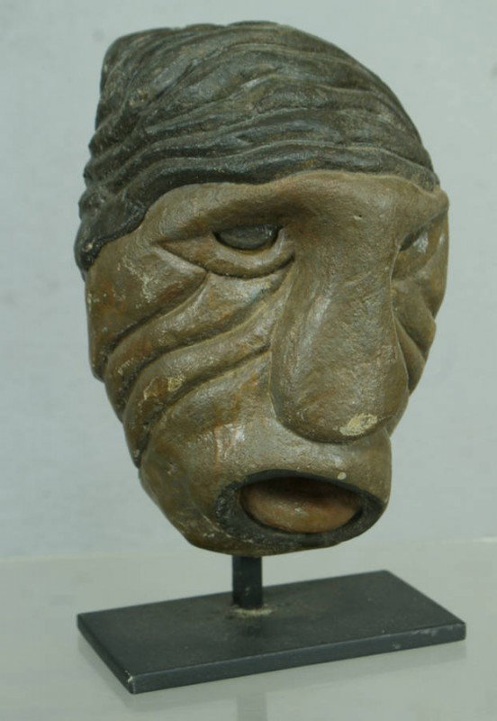 David George Marshall, American, NY, b 1936, (2) c: David George Marshall, American, NY, b 1936, (2) carved & painted creekstone heads, tallest 9" high on Stone and iron stand. Ref: American Folk Art of the 20th Century, Johnson & Ketchum, 1983, p 188.