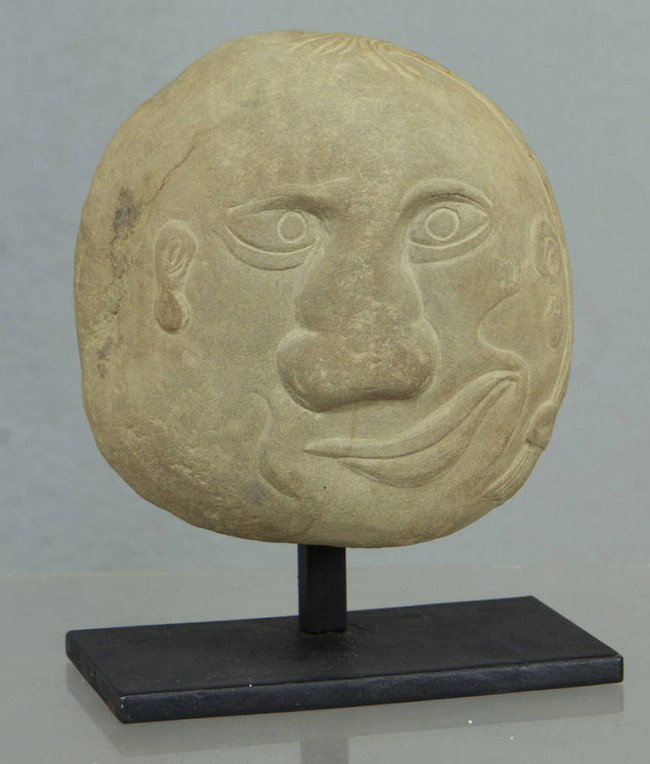 David George Marshall, American, NY, b 1936, (3) c: David George Marshall, American, NY, b 1936, (3) carved creekstone heads, tallest 5 3/4" high on iron stands. Ref: American Folk Art of the 20th Century, Johnson & Ketchum, 1983, p 188.