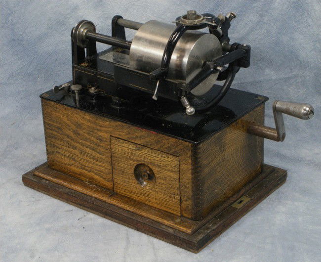 Edison Concert Model A 5" cylinder phonograph: Edison Concert Model A 5" cylinder phonograph, running, no horn, replaced crank, 17 5" cylinders in poor condition