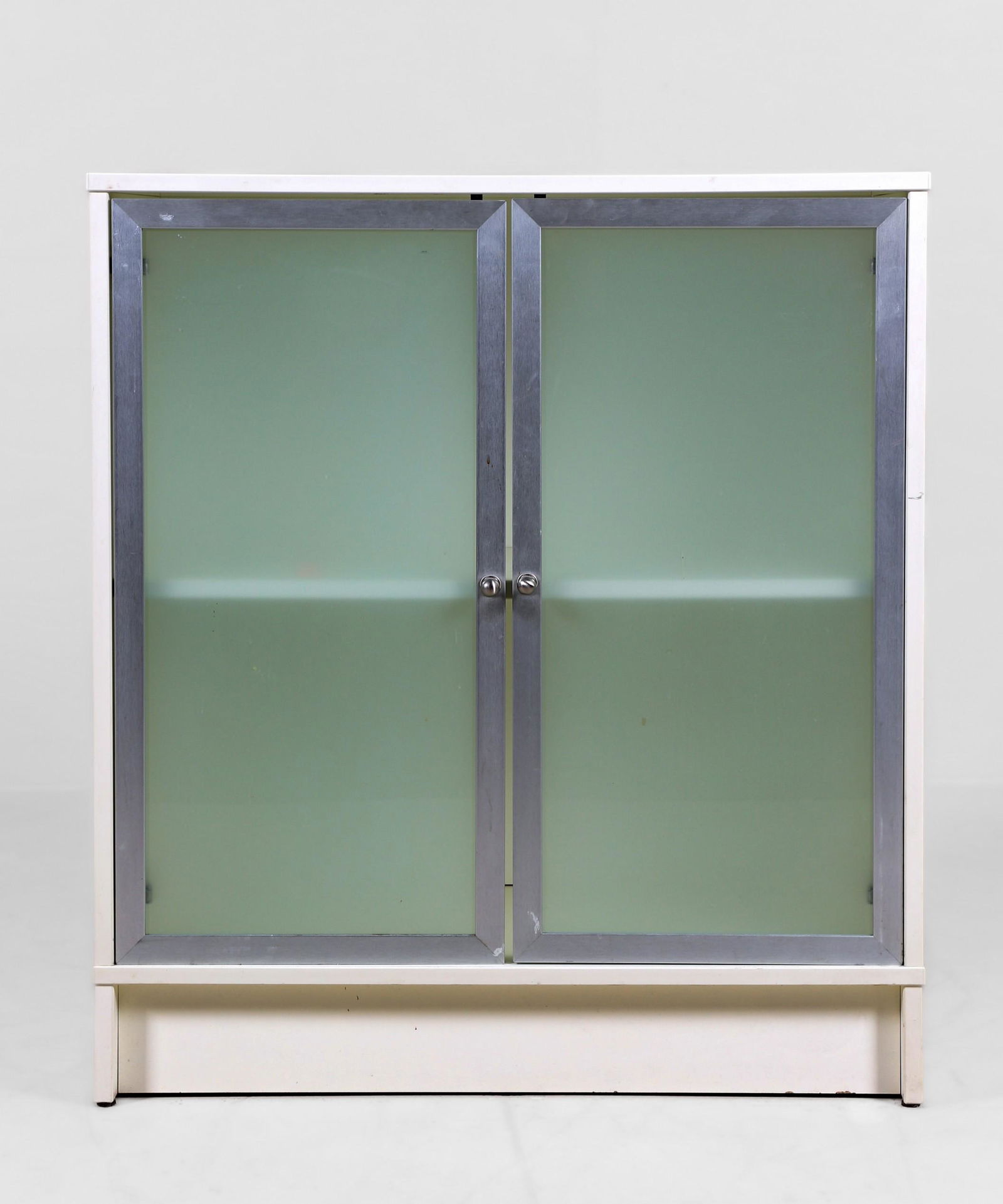 Contemporary 2-door white laminate and chrome cabinet (1 of 4)