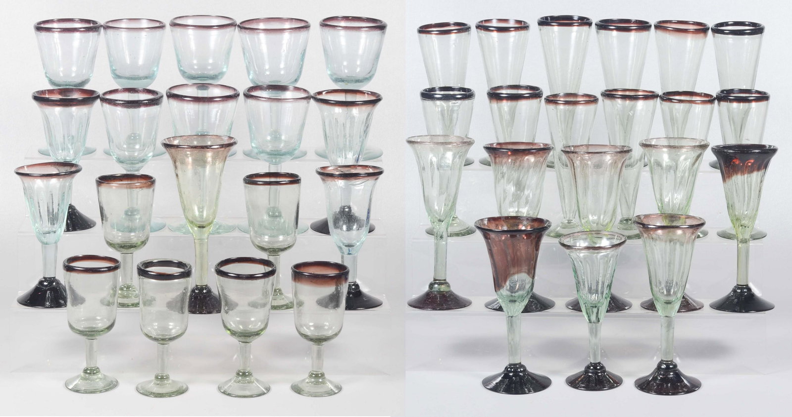 (39) pcs Assembled Art Glass Stemmed Glasses (1 of 4)