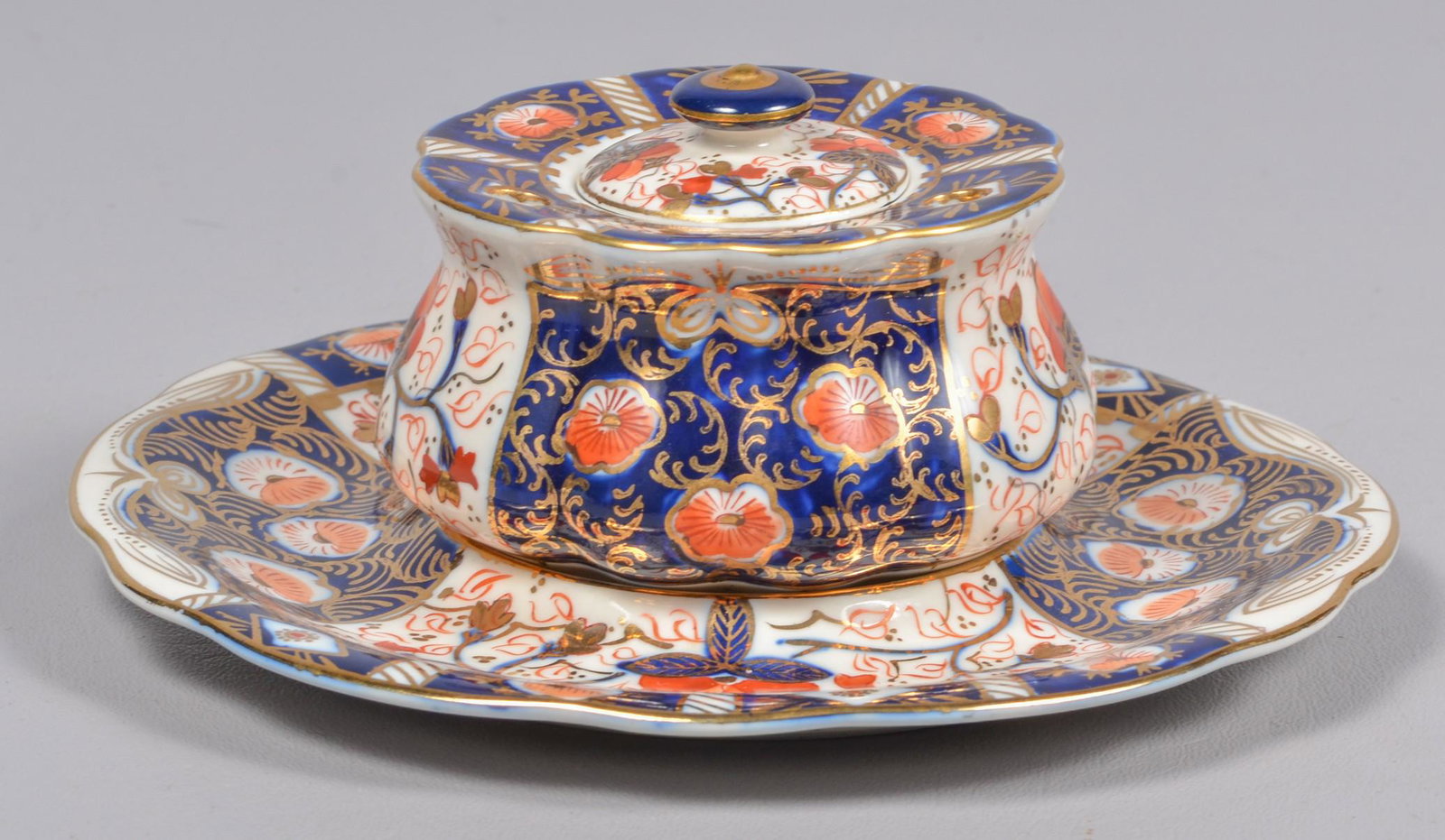 English Imari Pattern Inkwell (1 of 2)